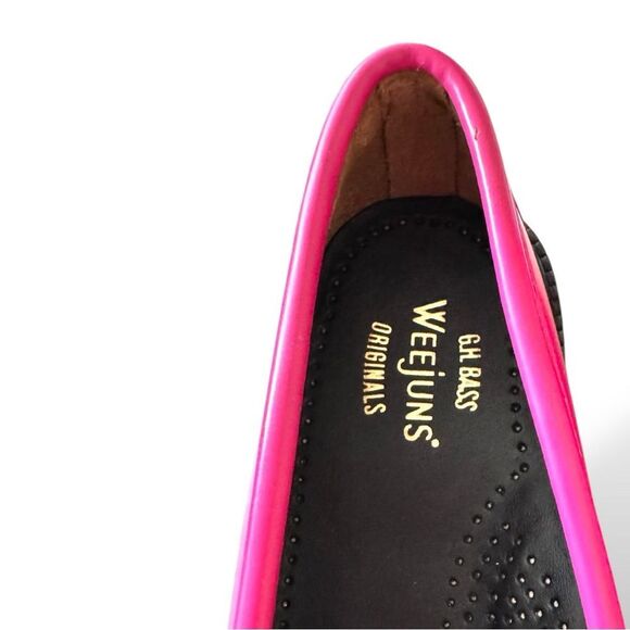 G.H. Bass Whitney Candy Lug Sole Weejun Penny Loafers Bright Pink Ombre Sz 5.5 - Picture 10 of 13